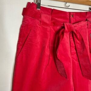 NWT Scotch & Soda Red Corded Velvet Daisy High Paperbag Waist Belted Pant 30